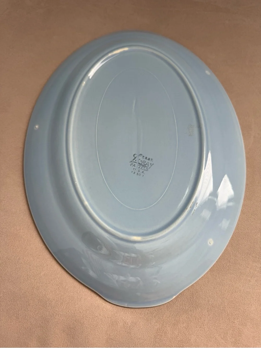 Taylor Smith Taylor USA Vintage LURAY PASTELS BLUE Oval Serving Platter 13”x9.75